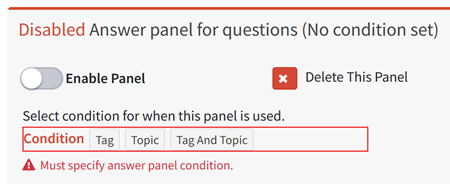 Conditions for your custom answer panel