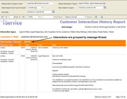 Customer History Report