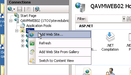 Add website to IIS