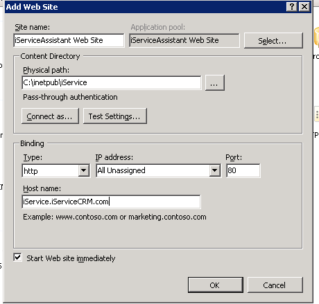 Webiste settings