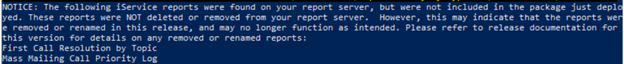 Deprecated and removed reports