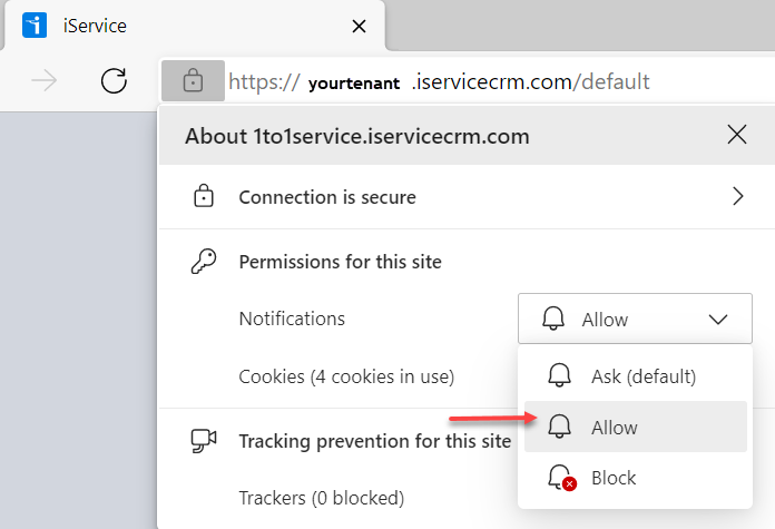 Be sure your site allows notifications