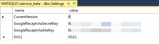 Adding site and secret keys to the master DB settings table