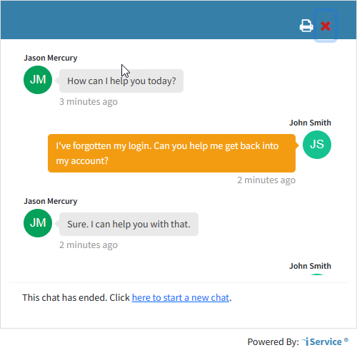 A completed chat A completed chat