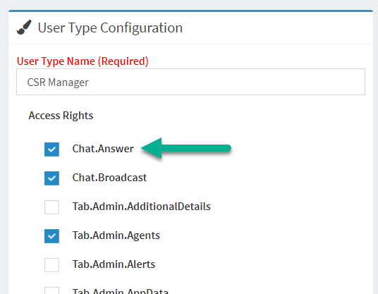 The access right required for agent chat