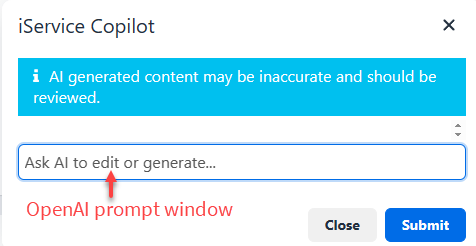 The copilot prompt window