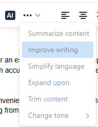 Writing assistant options