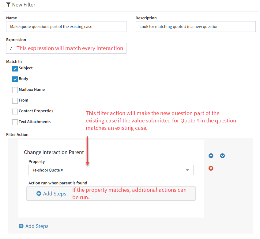 A ChangeInteraction Parent Filter