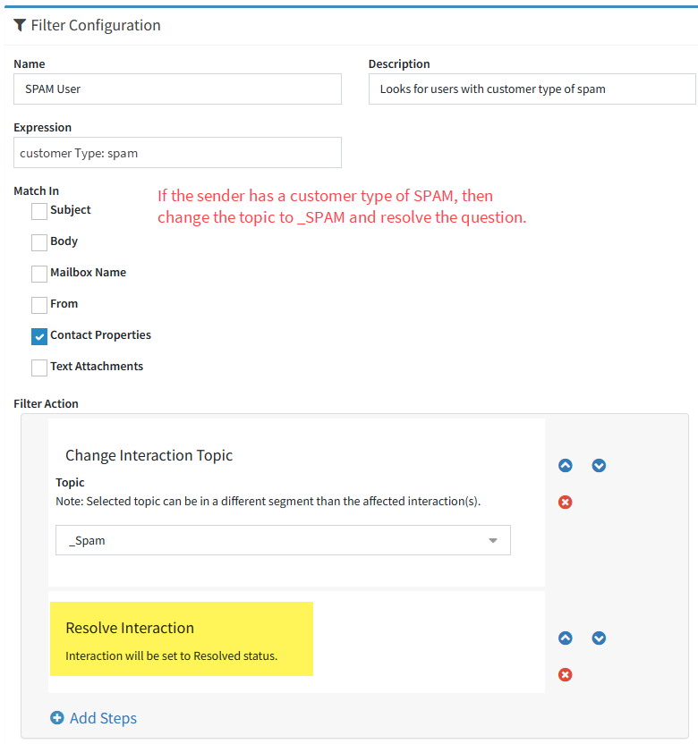 Using a filter to resolve an interaction