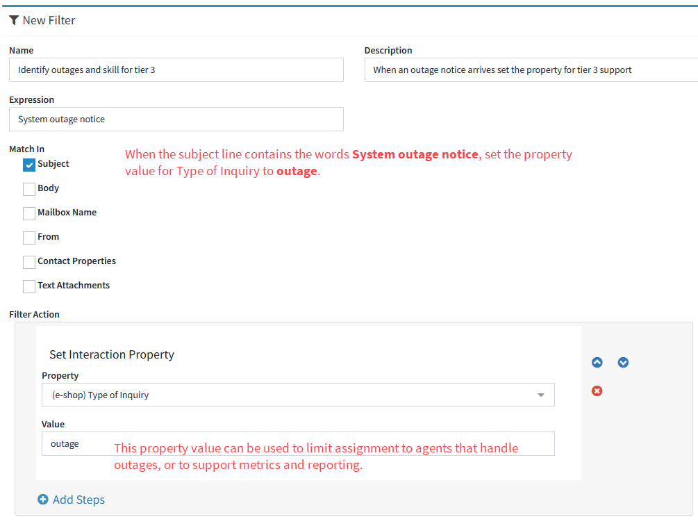 Setting an interaction property with a preset value