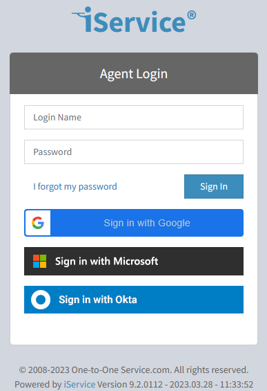 The Open ID login buttons