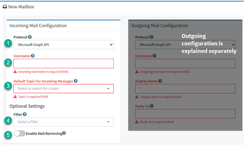 Configuring incoming email for Graph API