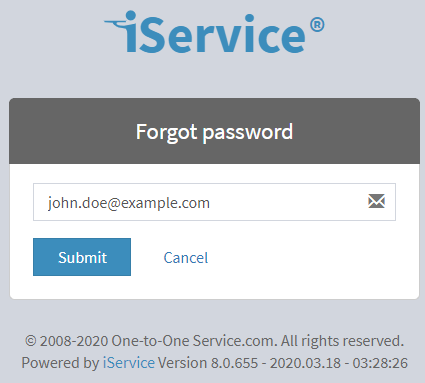 Entering your email address in the password reset page Entering your email address in the password reset page