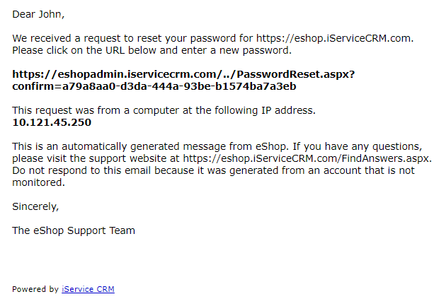 An example password reset template An example password reset template