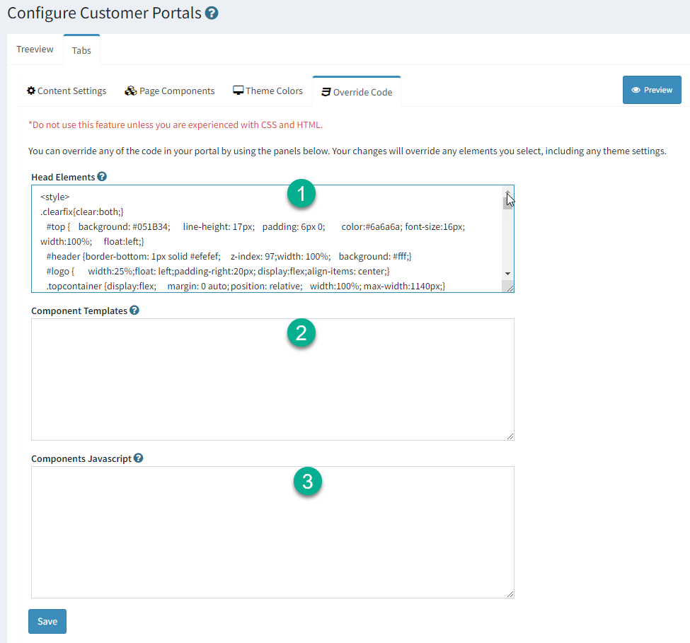 Use the Override Page to fully customize a portal