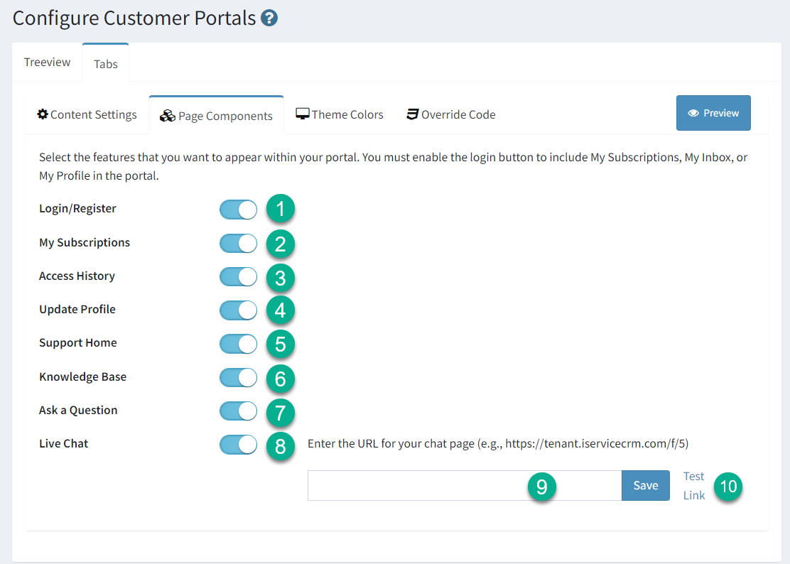Selecting the components for your portal