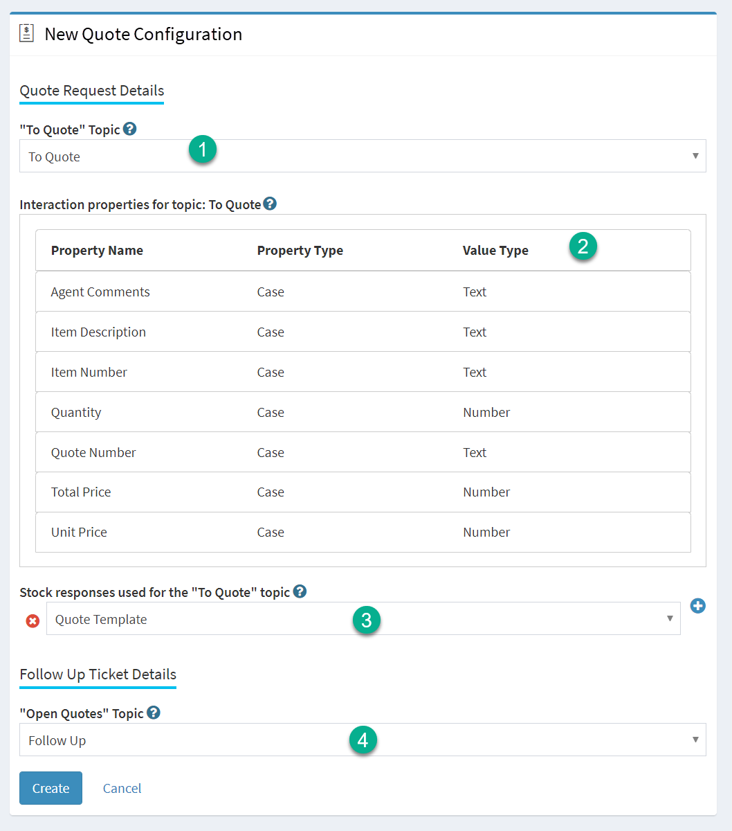 Configuring a new quote process