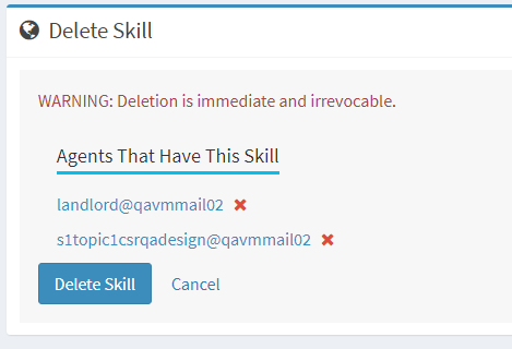 The Delete Skills panel