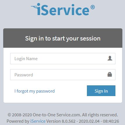 The standard login screen The standard login screen