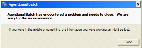 Utilitiesagentemailbatcherror