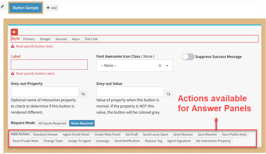 Answer Panel Actions